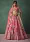 Rose Pink Bridal Lehenga With Scoop Neckline Blouse And Hand Work Dupatta