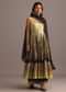 Black And Yellow Embroidered Kurti Palazzo Set With Organza Dupatta