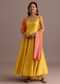 Yellow Brocade Weave Anarkali Set With Dupatta