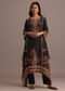 Black Printed Kurti Pant Set With Chiffon Dupatta