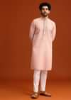 Light Pink Hand Embroidered Kurta And Pant Set