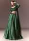 Bottle Green Organza Lehenga Set With Hand Work