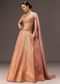 Dusty Peach Banarasi Silk Hand Work Lehenga Set
