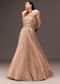 Powder Pink Ruffle Gown In Organza