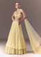Yellow Pre-Pleated One Shoulder Blouse With Frill Lehenga And Choker Dupatta