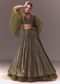 Green Sequin Frill Blouse With Lehenga And Choker Dupatta