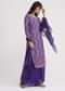 Purple Printed Mirror Work Kurta Set With Flared Palazzo