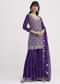 Purple Cutdana Embroidered Sharara Suit With Organza Dupatta