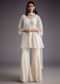 White Embroidered Peplum Kurta With Palazzo And Net Dupatta