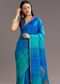 Blue Shaded Kora Silk Handloom Saree With Woven Traditional Motif