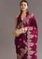 Wine Dola Silk Woven Motif Saree With Scallop Border