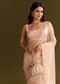 Peach Glass Tissue Saree With Cutdana And Beads Scallop Border