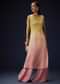 Yellow Ombre A Line Kurta With Bell Bottom Pants
