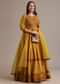 Yellow Bandhani Print Anarkali Set With Thread And Butti Work