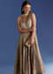 Brown Ombre Georgette Anarkali With Cutdana Neck And Zari Dupatta