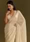 Beige Tissue Saree With Cutdana And Beads Scallop Border