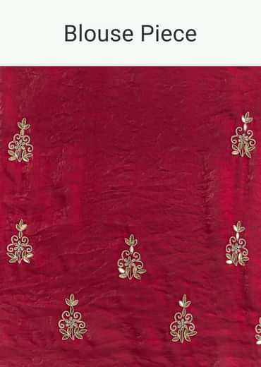 Red Satin Saree With Gotapatti And Scallop Border