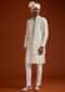 Off White Open Jacket Sherwani Set With Resham Work