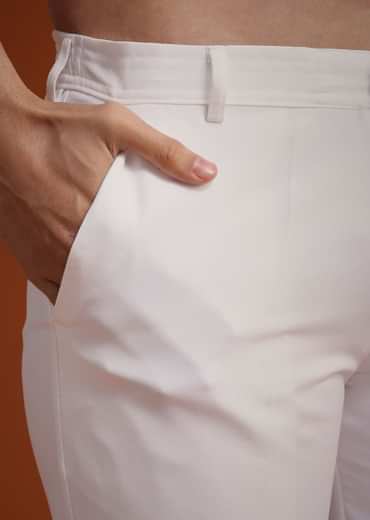 Off White Open Jacket Sherwani Set With Resham Work