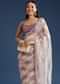 Lavender Shaded Glass Tissue Stone Embellished Saree With Cutdana And Beads
