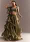 Mehendi Green Organza Choli Lehenga With Ruffled Dupatta