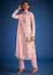 Baby Pink Organza Embroidered Straight Kurta Set