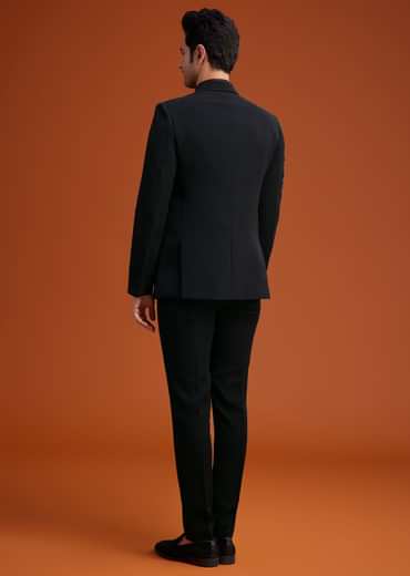 Black Tuxedo With Asymmetric Beaded Embellishments