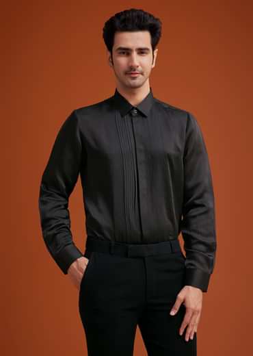 Black Tuxedo With Asymmetric Beaded Embellishments