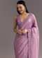 Light Lavender Tissue Saree With Floral Embroidered Scallop Border