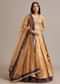 Light Brown Banarasi Silk Lehenga Set With Zardosi Work