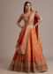 Rust Orange Tissue Lehenga Set With Resham Zari And Sequins Work