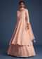 Peach Pink Organza Kurta Set With Chinon Skirt
