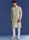 Light Grey Raw Silk Kurta Set With Embroidery