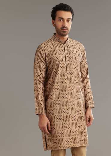 Wine Kurta Jacket Set In Modal Chanderi With Printed Design