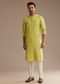 Yellow Silk Kurta Set With Embroidery
