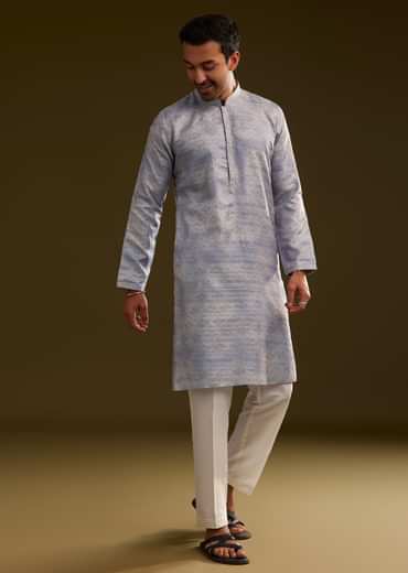 Light Lilac Silk Geometric Printed Kurta Set