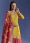 Yellow Tissue Kurta Set With Zari Palazzo And Floral Dupatta