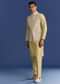 Yellow Cotton Silk Kurta Jacket Set With Mirror And Dori Work