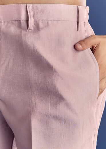 Lilac Kurta Set In Cotton Silk With Mirror Threadwork Jacket