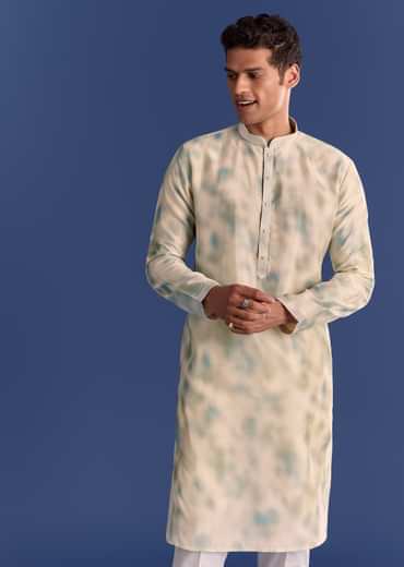 Green Cotton Silk Mirrowork Kurta Jacket Set With Tie Dye Print