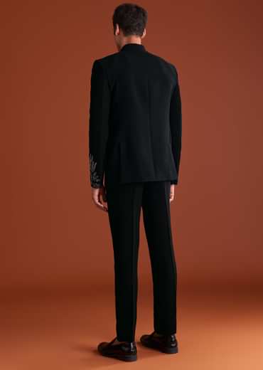 Black Jodhpuri Suit In Lachkaa With Hand Embroidery
