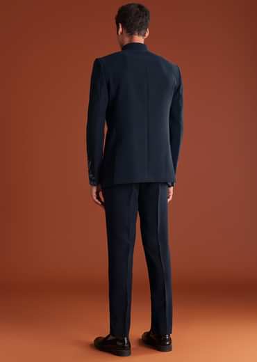 Navy Blue Jodhpuri Suit In Lachkaa Fabric With Hand Embroidery