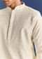 Beige Benaras Jacquard Kurta Set With Print