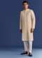 Beige Printed Benaras Jacquard Kurta Set