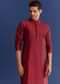 Red Benaras Jacquard Kurta Set With Print
