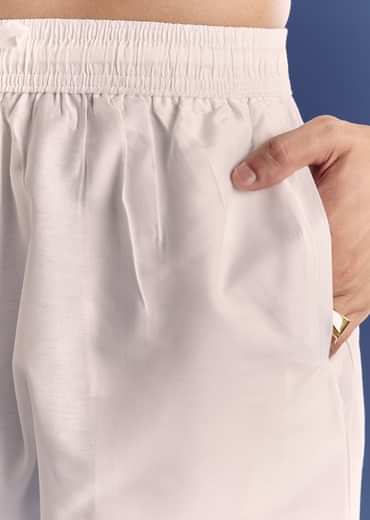 Red Benaras Jacquard Kurta Set With Print