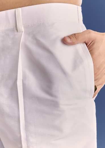 Peach Brocade Kurta Jacket Set With Geometric Print