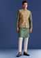 Green Kurta Jacket Set With Floral And Vine Prints