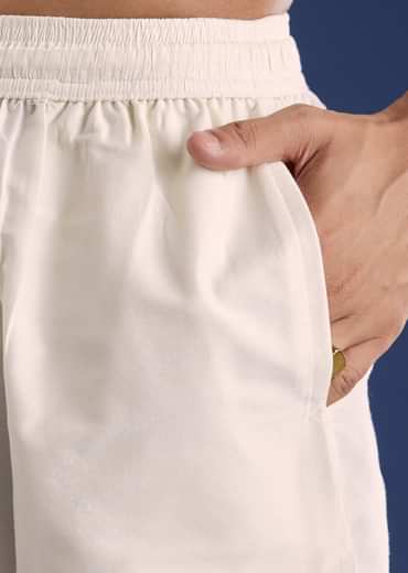 Peach Banaras Jacquard Kurta Set With Butti Print