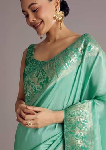 Rama Green Dola Silk Saree